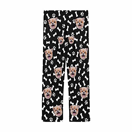 Personalized Photo Face Pajama Pants for Men Custom Dog Paws Bones Pajama Sleepwear Bottoms with Pockets4