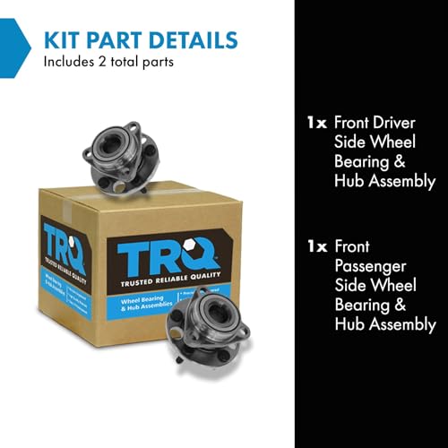 Image of TRQ Front Left and Right Wheel Bearing and Hub Assembly Set 2 Piece Compatible with 1984-2005 Chevrolet Cavalier 1987-1996 Beretta 1987-1996 Corsica 1985-1998 Pontiac Grand Am 1995-2005 Sunfire