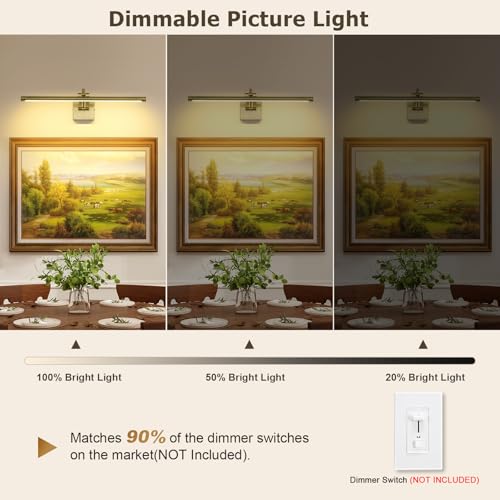 Image of DESOOP LED Picture Lights for Wall Hardwired Antique Bronze Picture Frame Light Dimmable Painting Lights for Portrait Artwork 23.62 inch 14W 2700K