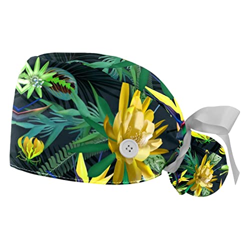 Casquettes de travail pour femmes et hommes avec motifs feuilles tropicales