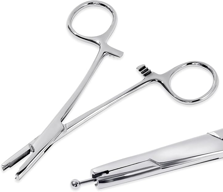 Set Piercing 7 Pièces En Acier Inoxydable - Pince, Dévissage Boules, Tiges Filetées - Pour Oreille, Nez - 12