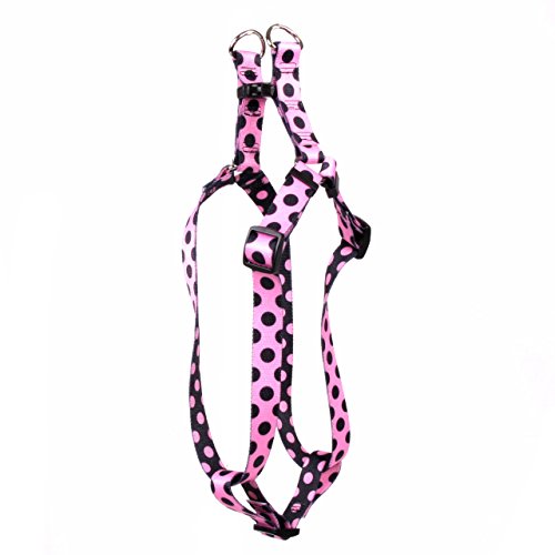 Image of Yellow Dog Design Pink and Black Polka Dot Step-in Dog Harness, Small-3 /4 Wide and fits Chest of 9 to 15 inch