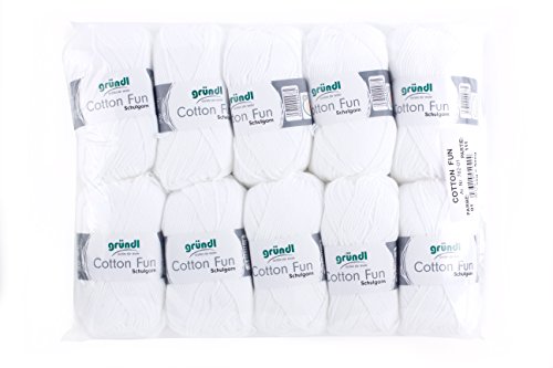 Gründl Cotton Fun Wool Cotton, white, 27.00 x 11.00 x 07.00 cm, 10 units