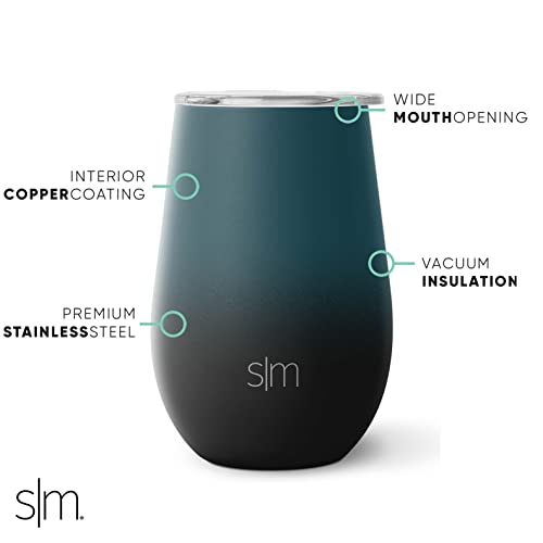 Simple Modern Copo de vinho com tampa de pressão | Copo de vidro isolado sem haste de 355 ml ou cane