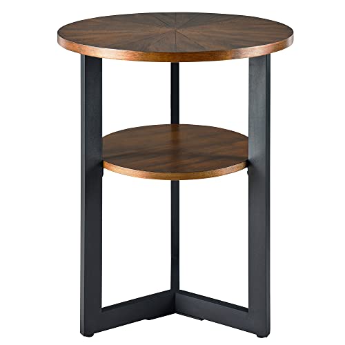 MODERION Runder Kleiner Beistelltisch, Sofatisch, Couchtisch, Einfach und praktisch, Wohnzimmer, Balkon, Freizeitkombination, Minimalismus, 49 x 49 x 60 cm (Dunkelbraun) Cover