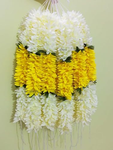 Image of Veni Gajra Hair Bun Artificial mogra Jasmine Juda Scrunchies For Women Pack 4 pieces (yellow white)