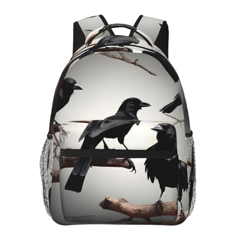 Sac de sport dos rembourré contre la fatigue motif corbeau