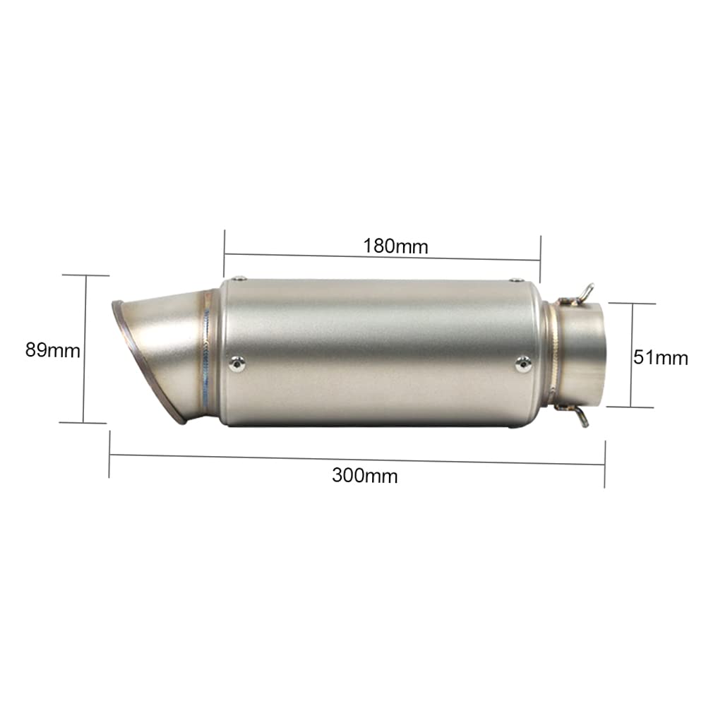 Shkalacar Universal de la Moto Escape51 mm, Escape Motoscooter Suciedad Bicicleta Silenciador Tubo de Acero Inoxidable