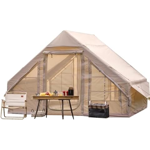 Inflatable Camping Tent with Pump, Easy Setup 4 Season Glamping Tent with High Performance Inflatable Structure, 4-6 Persons Waterproof Windproof Outdoor Self-Supporting Air Tent Cover