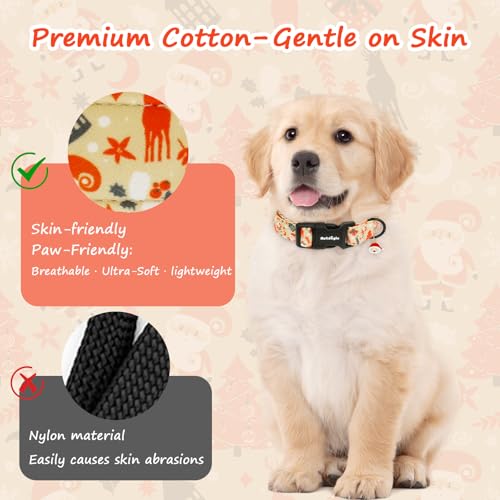 Astdogio Christmas Dog Collar with Santa, Reindeer, Tree, Adjustable Cotton Collars for Extra Small Dogs, Small Dog Collar Festive Collar for Dogs, Dog Christmas Collar Perfect for Photos — view 4
