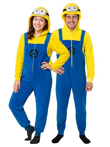 United Labels Minions fato para adultos, XXL, amarelo azul, unissexo, macacão com capuz, de uma só peça, fato para festas temáticas de carnaval