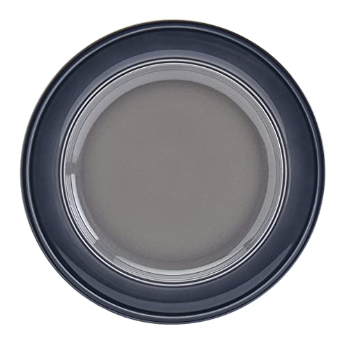 Mason Craft & More Festival Dinnerware Collection- Round Durable Stoneware Bold Colorful Ombre Glaze Plates Bowls, 12 Piece Festival Dinnerware Set in Shadow Grey - Thumbnail 3
