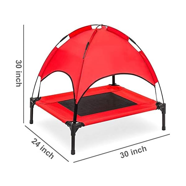 Kawuneeche-Elevated-Dog-Bed-with-Removable-Canopy-wConvenient-Carrying-Bag-Indoor-Shade-1680D-Portable-Raised-Oxford-Fabric-Outdoor-Cooling-Dog-Cot-Cat-Bed-Pet-Tent-for-Camping-30-Red Outdoor Dog Beds: Find the Perfect Bed for Your Furry Friend