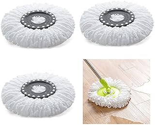 VCRANONR 3 Pack Mop Replacement Head, Microfiber Spin Mop Refills Compatible with EasyWring Spin Mop Refil, 360° Rotating Round Spin Magic Mop, Easy Cleaning Mop Head ReplacementWhite