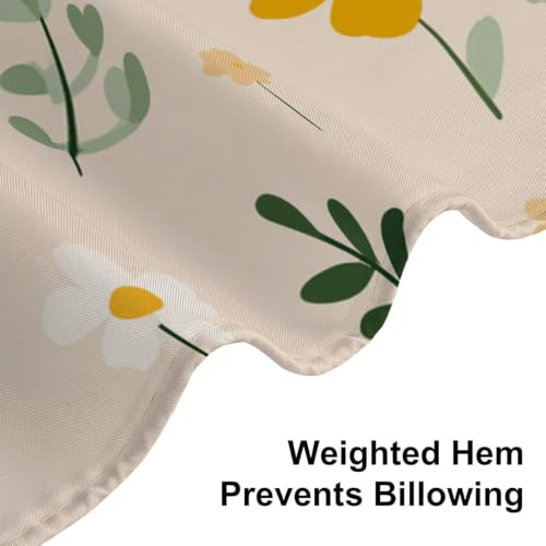 Rideau de douche 140x200 jaune à fleurs en polyester imperméable