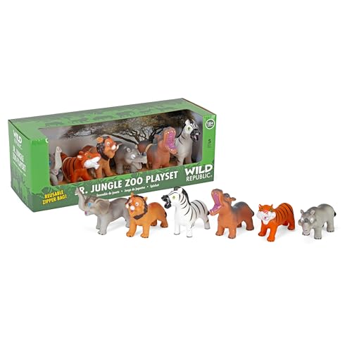 Jr Jungle Zoo Coffret Afrique : 6 animaux soft et compressibles pour le bain et le jeu
