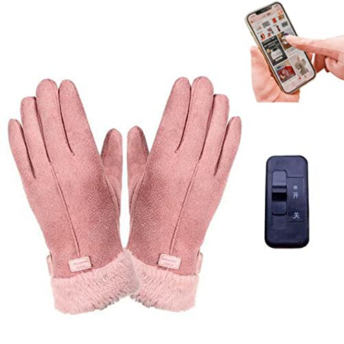 Keptfeet Guantes Calefactables USB para Mujeres, Guantes Calefactores para Mujer, Guantes Calefactores USB Recargables, Batería Recargable Eléctrica, Guantes Calefactores Rosas para Mujer