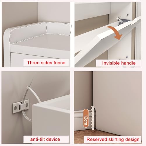 Étagère à chaussures fine en bois meuble blanc 3 niveaux entrée