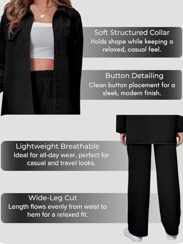 Image of GRECIILOOKS Co-Ord Set for Women | Travel Co-Ord Set | Festive Co Ord Set for Women | Trendy Summer Casual Set | Women's Pajama Set Long Sleeve Button-Down Shirt and Pants | Western Co-Ord Set