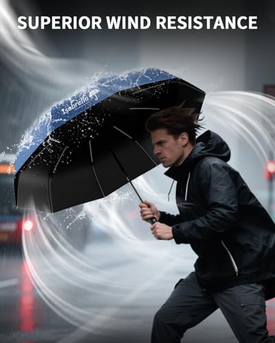 Image of ISABRELLA Umbrella for Women - 10-Rib Folding Umbrella with UV Protection, Black Coating, Wind & Rain Resistant, Safe Close Design, Durable, Lightweight, and Compact for Travel