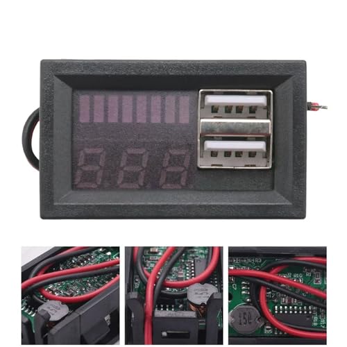 Image of ROBOWAY Digital Display Dual USB LED 12V Car Voltmeter Battery Voltage Meter Tester (Pack of 6) - Electronic Component