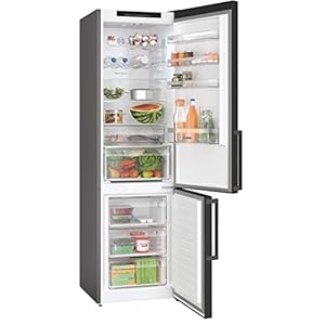 Bosch Huisapparaten KGN39VXCT serie 4 koel-vriescombinatie, 203 x 60 cm, 260 l koelen + 103 l vriezen, NoFrost nooit meer ontdooien, VitaFresh langer, roestvrij staal, zwart