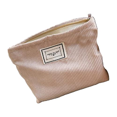 UEXCN Bolsa de Maquillaje de Pana Suave para Mujer Bolsas de cosméticos Grandes de Color sólido Organizador de Almacenamiento de Maquillaje con Cremallera de Viaje Bolsas de Maquillaje con Cremallera Cover