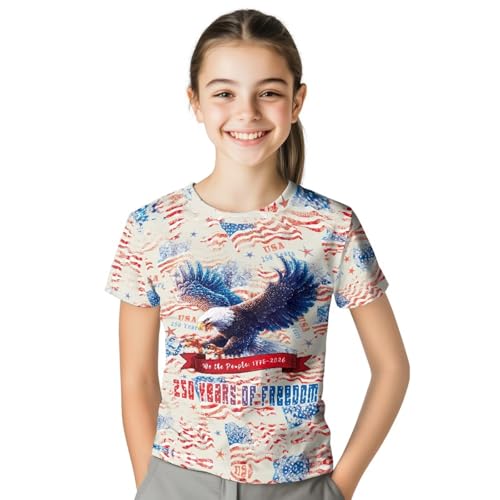 Image of WELLFLYHOM Kids Tshirts Girls Boys Short Sleeve Crewneck Tees Shirts Casual Sport Pullover Tops Size 3-16 Years