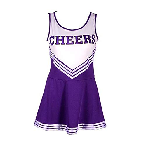 ESHOO Femmes Fille Déguisement de Pom-Pom Girl Uniforme avec Pompons Costume de High School Musical Robe de Sport