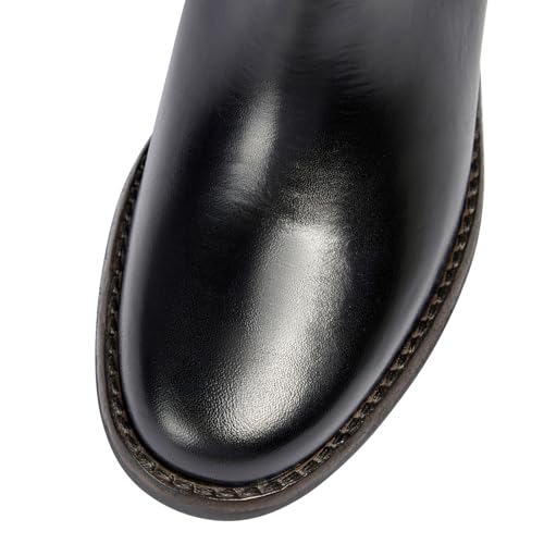 sarawill Women's Retro Round Toe Block Heel Knee High Boots Calf Wide Fashion Pull On High Chunky Heel Fall Winter Dressy Tall Boots for Women2