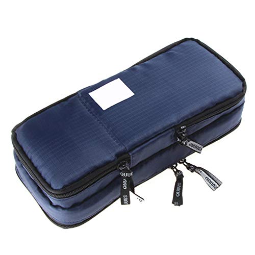 Pochette Stylo Grande capacité, Multifonction Loisirs Style Polyester Matériel Crayon Étui à Crayons Multifonction Papeterie De Stockage Organisateur Sac, 21,5 x 5 x 9,5 cm,Bleu Cover