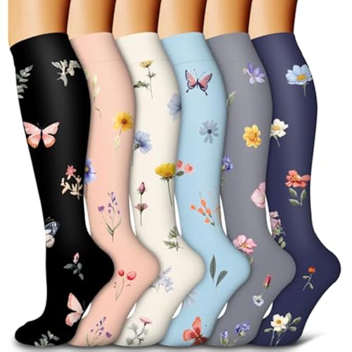 6 Pack Copper Compression Socks for Women and Men Circulation-Best Support for Medical,Running,Nursing,Athletic