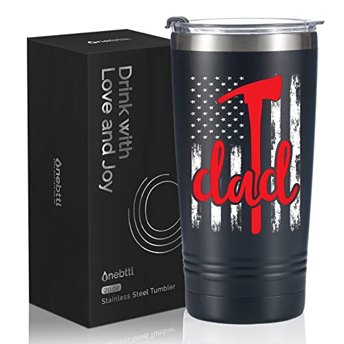 Onebttl Firefighter Dad Gifts for Men, Fireman Retirement Gifts, Stainless Steel Firefighter Tumbler 20 oz Black