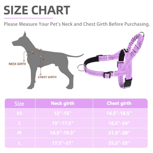 Image of PUPTECK No Pull Dog Harness Small Sized Dog, Adjustable Reflective Pet Vest Harness with Bungee Handle, Escape Proof No Choke Harness for Small Dogs Walking Training, Purple M