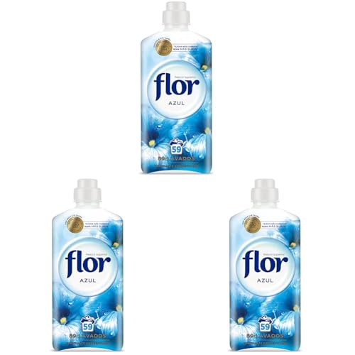 Flor - Suavizante para la Ropa Concentrado, Aroma Azul - 59 Dosis (Paquete de 3)