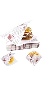 lebensmittel 200 Stück Burger Papier, Deli Papierblätter, Burger Tüten, Sandwich Papier, Sandwich Tüten, Snacktaschen, Pommes Papier für Sandwich, Burger, Snack, Pommes Frites (15 x 15.2 cm