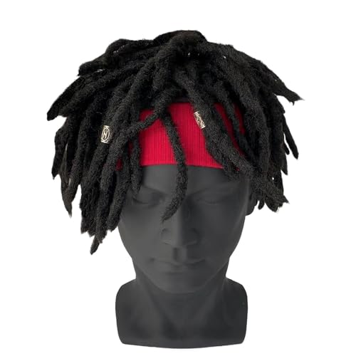 Generic Braided Wig With Red Headband Comes With Three Hair Rings Silver Hip-Hop Sporty For Costume Black Wig Cap Unisex Dreadlock Wig thumb #7