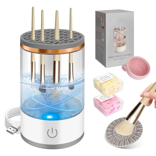 Nettoyeur Pinceau Maquillage, Nettoyant Pinceaux Maquillage Électrique, Nettoyage Pinceaux Maquillage Alimentation USB, Nettoyage Rapide, Automatique Nettoyeur Pinceaux Maquillage pour Tous Pinceaux