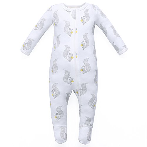 Image of Owlivia Organic Cotton Baby Pajamas, Boys Girls Zip Front Sleep 'N Play, Footed Sleeper, Long Sleeve