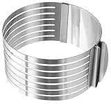ASFINS Anillo de Pastel Ajustable, Cortador de Pastel en Capas Corta Tartas Cortador de Tartas Reposteria, 7 Capas Cortar los Pasteles para Rebanar Pastel (6-8 Inch)