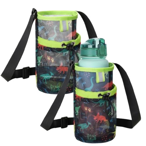BrainyBees 2 Pack Mesh Water Bottle Carrier for Kids - Light