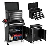 TUFFIOM 5-Drawer Rolling Tool Chest, Tool Storage Cabinet w/Drawers, Lockable Wheels, Detachable Top & Adjustable Shelf, Mechanic Tool Organizer Box for Garage, Workshop, Warehouse & Repair Shop