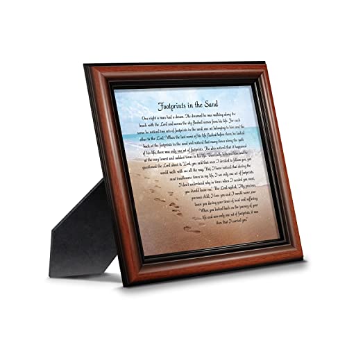 Footprints In The Sand Inspirational Wall Art, Beach Decor, Christian Gifts For Women And Men, Christian Wall Decor, Get Well Soon, Encouraging Scripture Wall Art, Framed Sympathy Gift 8639W #TOP15