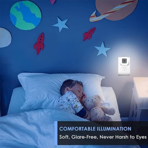 Image of Plastic 3pc Night Lamp Sensor Light for Bed Side Home|Smart Automatic ON /Off Dim LED Lights|Energy Saving 0.5W Lamp|Long Life for Hallway,Stairs,Kitchen,Bathroom (White (3 PCS))