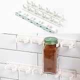 Crazy Chef Spice Clip Grippers For Cabinet Doors - Organizer for Spices - Spice Rack Holds15 Spice Jars - Extemely Strong 3M Adhesive Gripper In White For Pantry 15 Ct