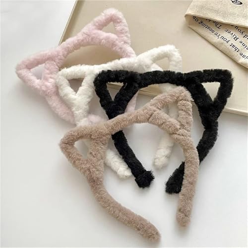 UYFRD Serre-tête Lolita en peluche avec oreilles de chat pour filles - Serre-tête en fourrure de dessin animé pour femme - Cosplay - Accessoires pour cheveux coréens (blanc) – vue 7