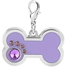 4 Colors Cute Zinc Alloy Pet ID Tag, Bone Shaped with Rhinestones, Personalized for Dogs & Cats, Stylish Keychain