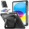 Funda para iPad A16, iPad de 11ª/10ª generación 2025/2022 (11 pulgadas/10.9 pulgadas) con soporte de metal multiángulo/soporte para lápices, funda delgada y ligera para i Pad 11/10 th (negro