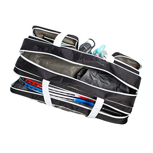 K-Cliffs Tennis Racket Bag | Deluxe Ballistic Nylon Travel Duffel | Shoe Compartment Snow Camo White Black - Thumbnail 7