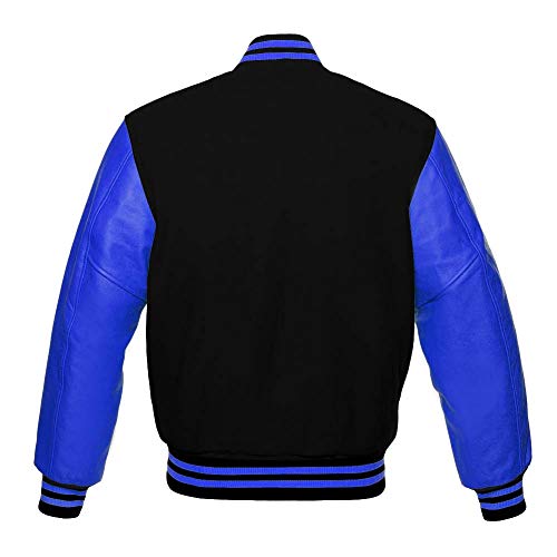 Varsity Jacket Baseball Letterman Bomber School Collage Premium Wool & Royal Blue Genuine leather sleeves2